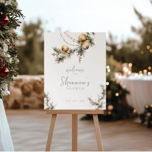Välkomstsignatur för möhippa Holly & Ornaments Poster