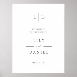 Välkomstsignatur för Monogram Bröllop i elegant mi Poster