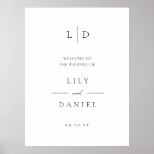Välkomstsignatur för Monogram Bröllop i elegant mi Poster