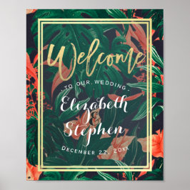 Välkomstsignatur för mottagning av Blommigt-bröllo Poster