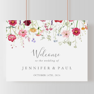 Välkomstsignatur för Multifärgad Wildblomma Bröllo Poster
