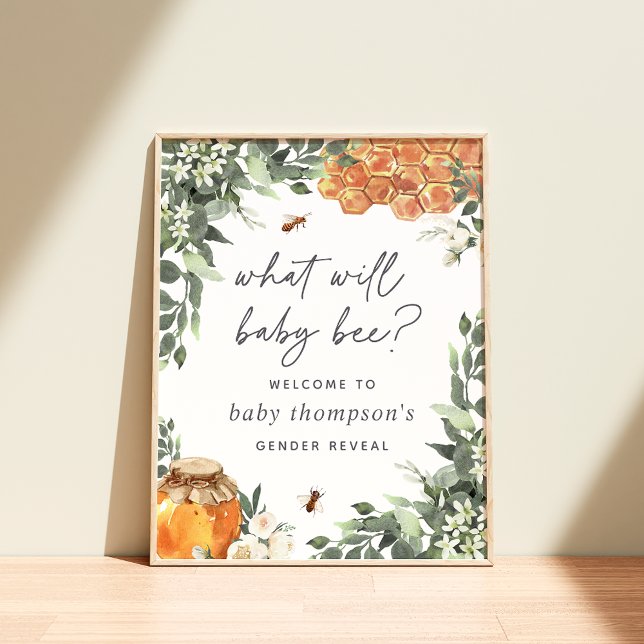 Välkomstsignatur för orange Blommar Bee Gender Vis Poster (Skapare uppladdad)