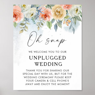 Välkomstsignatur för Peach Blommigt Unplugged Bröl Poster