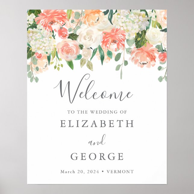 Välkomstsignatur för persiko- och Cream Poster (Framsidan)