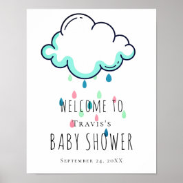 Välkomstsignatur för Rain Cloud Baby Sprinkle Poster