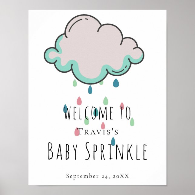 Välkomstsignatur för Rain Cloud Baby Sprinkle Poster (Framsidan)