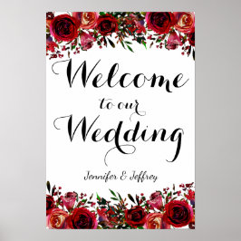 Välkomstsignatur för Red Fall Autumn Blommigt Bröl Poster