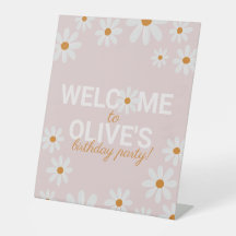 Välkomstsignatur för Retro Daisy Födelsedagsfest