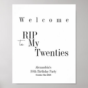 Välkomstsignatur för RIP 20s Minimal typografi Pos Poster
