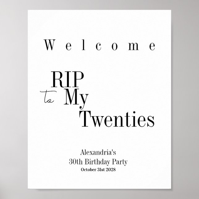 Välkomstsignatur för RIP 20s Minimal typografi Pos Poster (Framsidan)