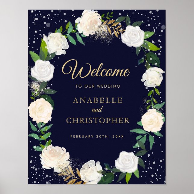 Välkomstsignatur för Romantic Winter Wedding Poster (Framsidan)