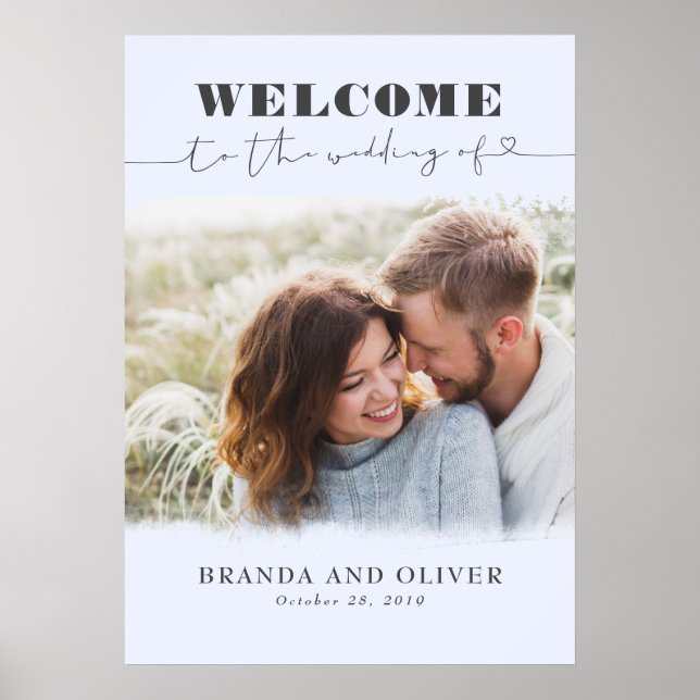Välkomstsignatur för Romantisk cute Photo Bröllop Poster (Framsidan)