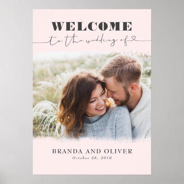 Välkomstsignatur för Romantisk cute Photo Bröllop Poster (Framsidan)