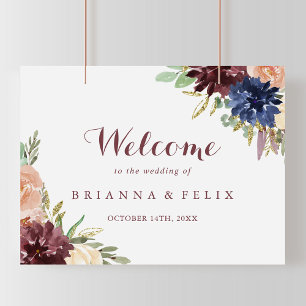 Välkomstsignatur för Rustic Guld Löv Blommigt Bröl Poster