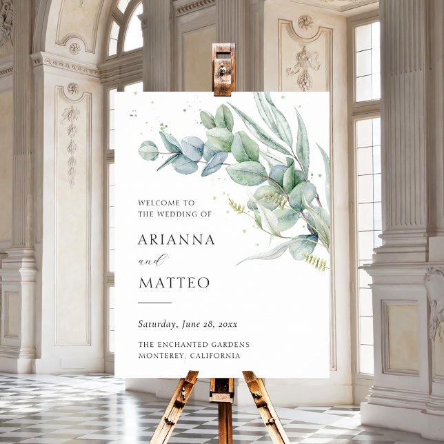 Välkomstsignatur för Sage Greenery Budget Bröllop Poster (Skapare uppladdad)