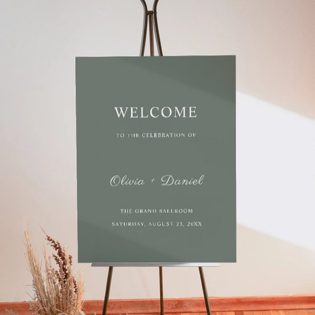 Välkomstsignatur för Sage Grönt Bröllop Poster (Sage Green Wedding Welcome Sign)