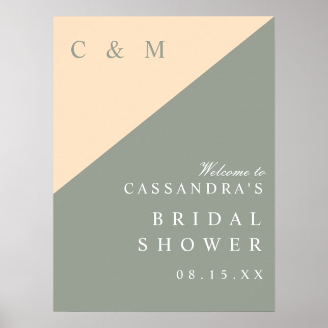 Välkomstsignatur för Sage Grönt Cream Möhippa Poster (Framsidan)