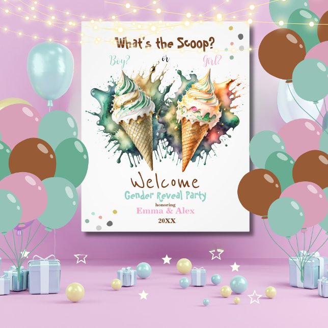 Välkomstsignatur för Scoop Gender Reveal Party Fototryck (Skapare uppladdad)