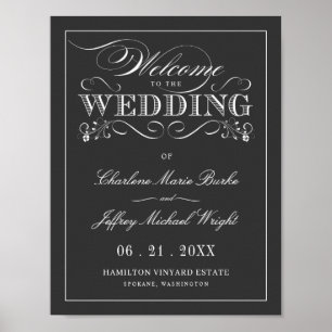 Välkomstsignatur för vintage Chalkboard Elegant br Poster