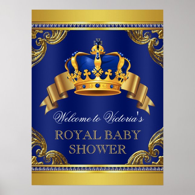 Välkomstsignaturer för finare Prince Baby Shower Poster (Framsidan)