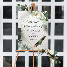Välkomstsignaturmall för blommigt Bröllop Poster