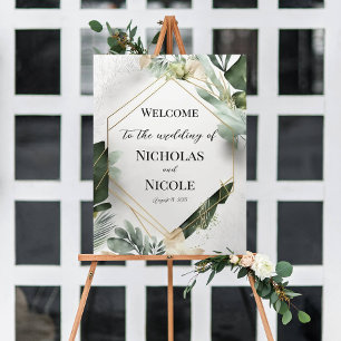Välkomstsignaturmall för blommigt Bröllop Poster