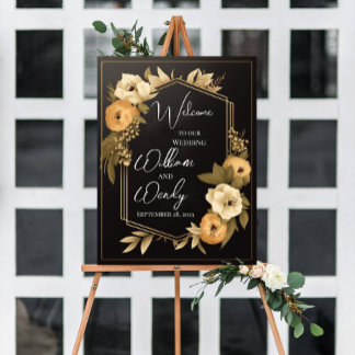 Välkomstsignaturmall för blommigt Bröllop Poster