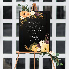 Välkomstsignaturmall för blommigt Bröllop Poster