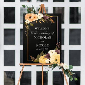 Välkomstsignaturmall för blommigt Bröllop Poster