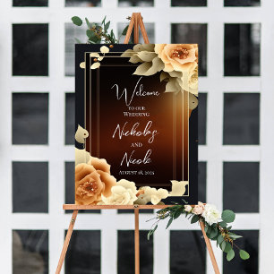 Välkomstsignaturmall för blommigt Bröllop Poster
