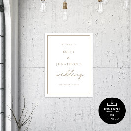 Välkomstskriften Champagne Guld Bröllop Poster
