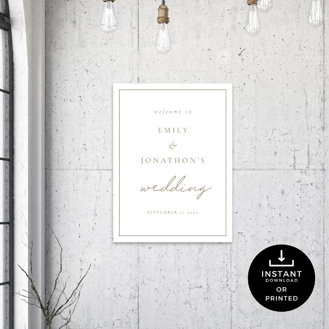 Välkomstskriften Champagne Guld Bröllop Poster (insitu)