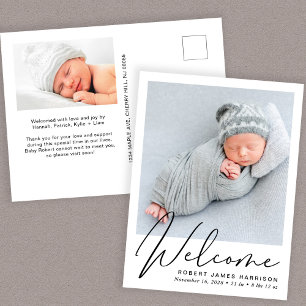 Välkomstskript - foto Birth Meddelande Vykort