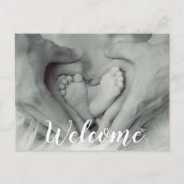Välkomstskript - överlägg Foto Baby Newborn Birth Meddelande Vykort
