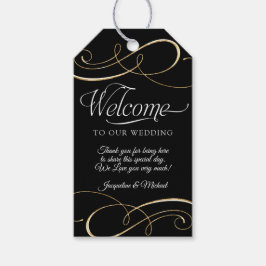 Välkomstskript, Scrollsar för svart och Guld Presentetikett