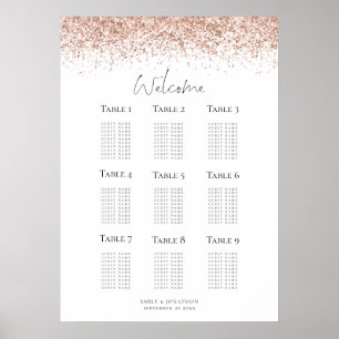 Välkomstskriptdiagram för ro Guld Glitter Poster