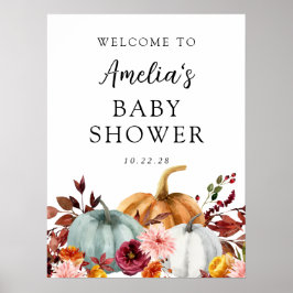 Välkomstskum för hösten Pumpkin Baby Shower Board Poster