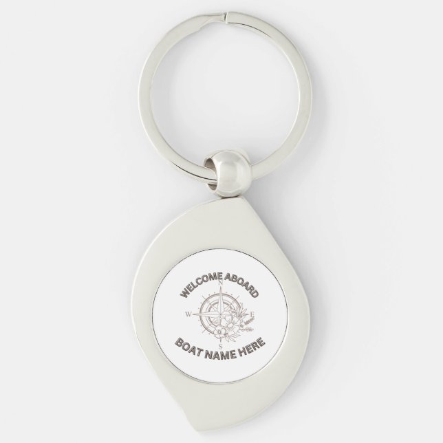 Välkomstskydd i bojor swirl silverfärgad nyckelring (Framsidan)