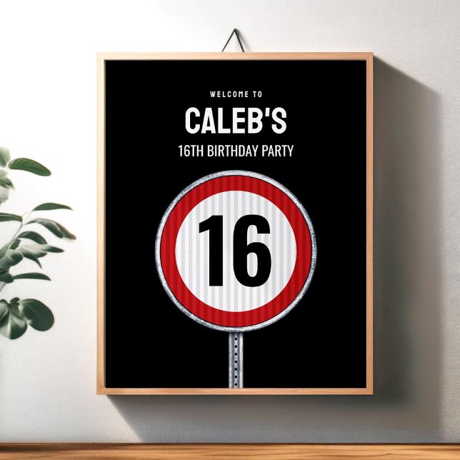 Välkomstskylt 16-årsdag Hastighetsgräns  Poster (Skapare uppladdad)