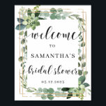 Välkomstskylt 8x10 för Grey Succulent möhippa Poster<br><div class="desc">Boho Grey Succulent med Guld glitter geometric kombinerat med det moderna kalligrafteckensnittet är perfekt för din möhippa party</div>