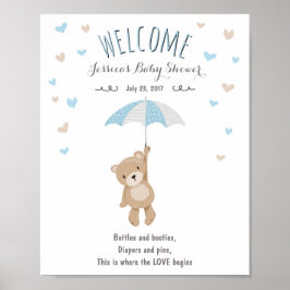 Välkomstskylt, babydusch Nalle Blue Boy Poster