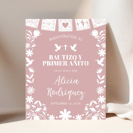 Välkomstskylt BAUTIZO Rosa Cielito Lindo Poster