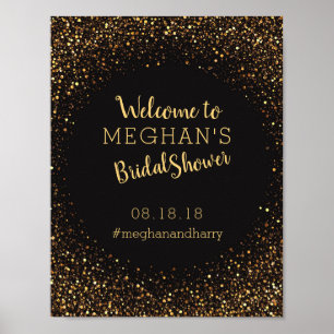 Välkomstskylt Black för Möhippan Faux Guld Glitter Poster
