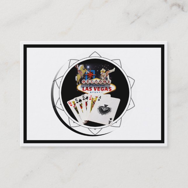Välkomstskylt Black Poker Chip Visitkort (Framsida)