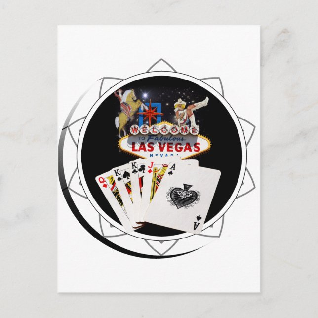 Välkomstskylt Black Poker Chip Vykort (Framsida)