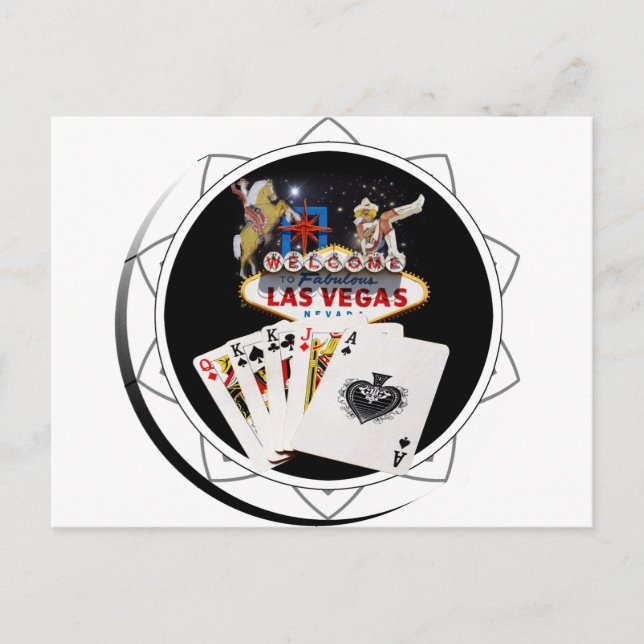 Välkomstskylt Black Poker Chip Vykort (Framsida)