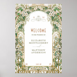 Välkomstskylt Blommig valv Art Nouveau Poster