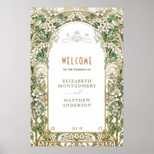 Välkomstskylt Blommig valv Art Nouveau Poster