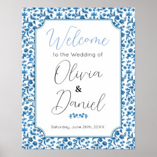 Välkomstskylt Bröllop Chintz Blue Blommigt Ditsy Poster