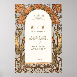 Välkomstskylt Bröllop Vintage Art Nouveau av Mucha Poster